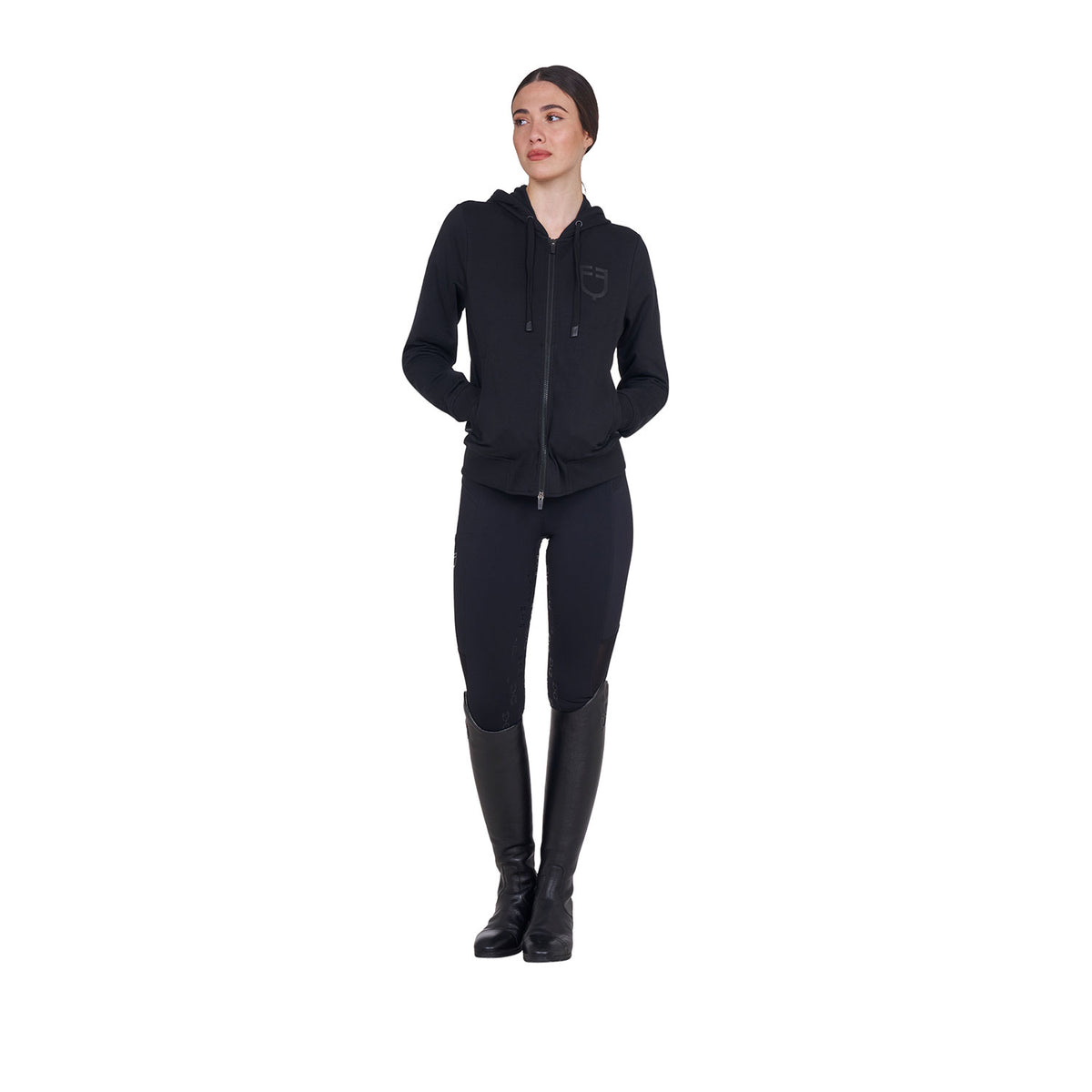 Equestro Felpa Donna con Cappuccio Regolabile e Zip