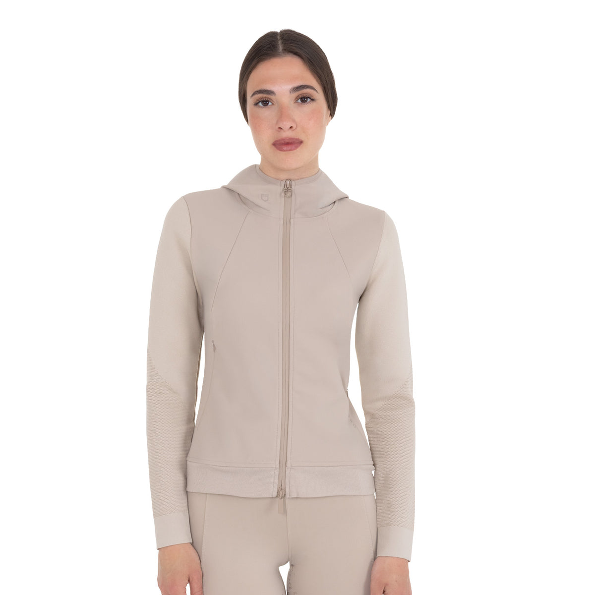 Equestro Felpa Tecnica Donna con Cappuccio e Inserti Micro Mesh