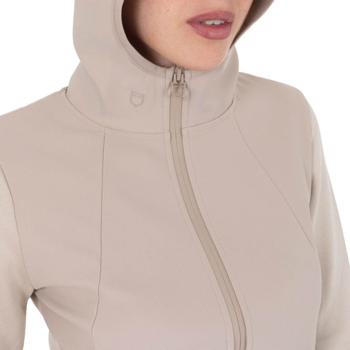 Equestro Felpa Tecnica Donna con Cappuccio e Inserti Micro Mesh