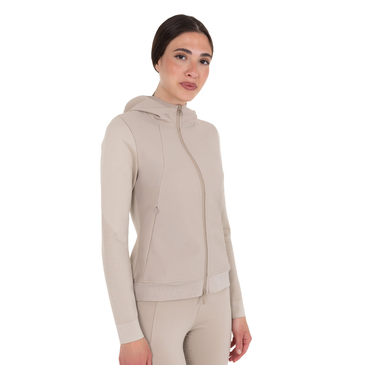 Equestro Felpa Tecnica Donna con Cappuccio e Inserti Micro Mesh