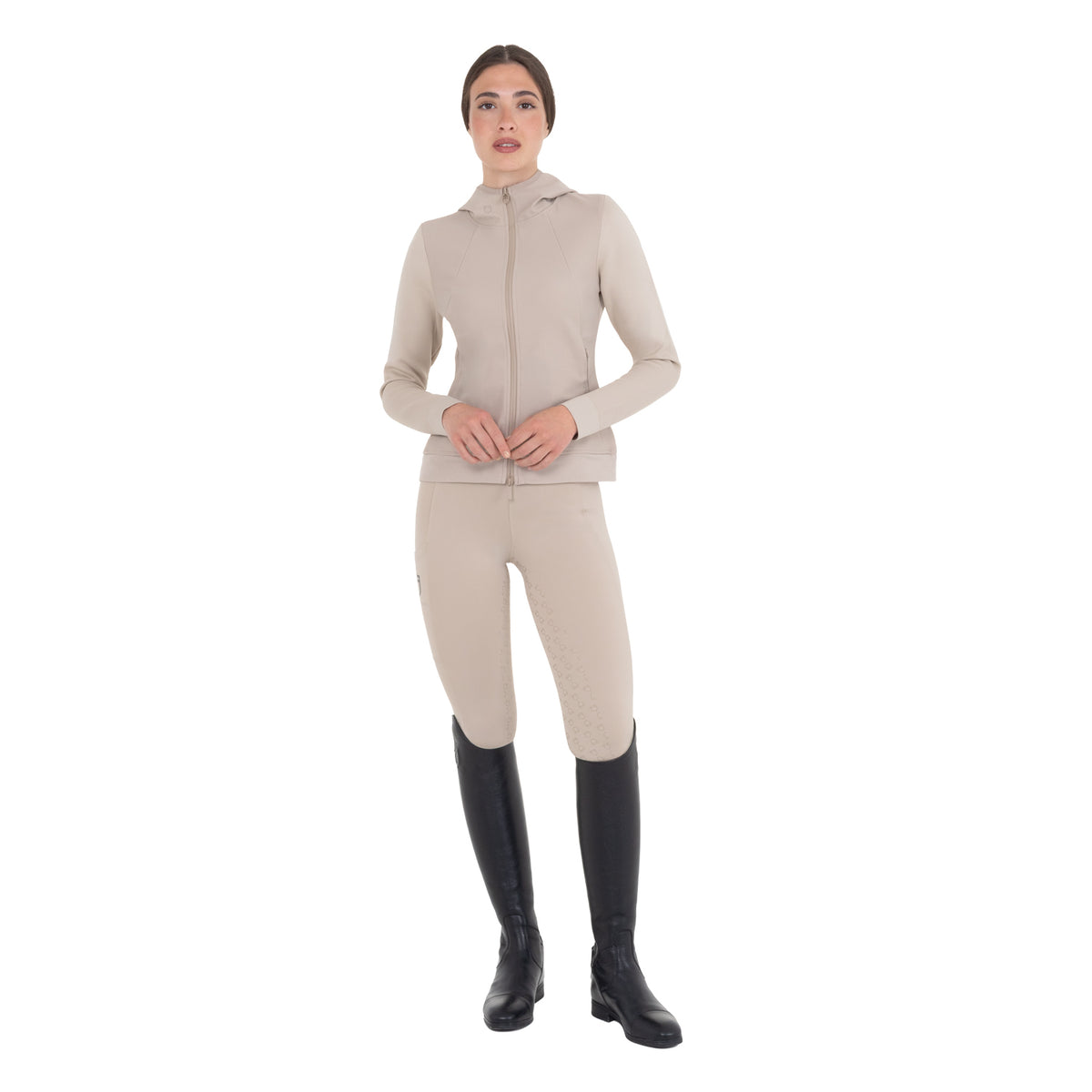 Equestro Felpa Tecnica Donna con Cappuccio e Inserti Micro Mesh