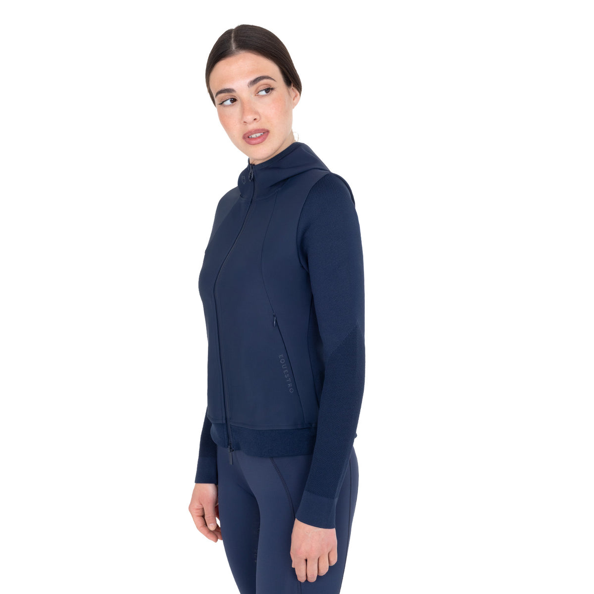 Equestro Felpa Tecnica Donna con Cappuccio e Inserti Micro Mesh