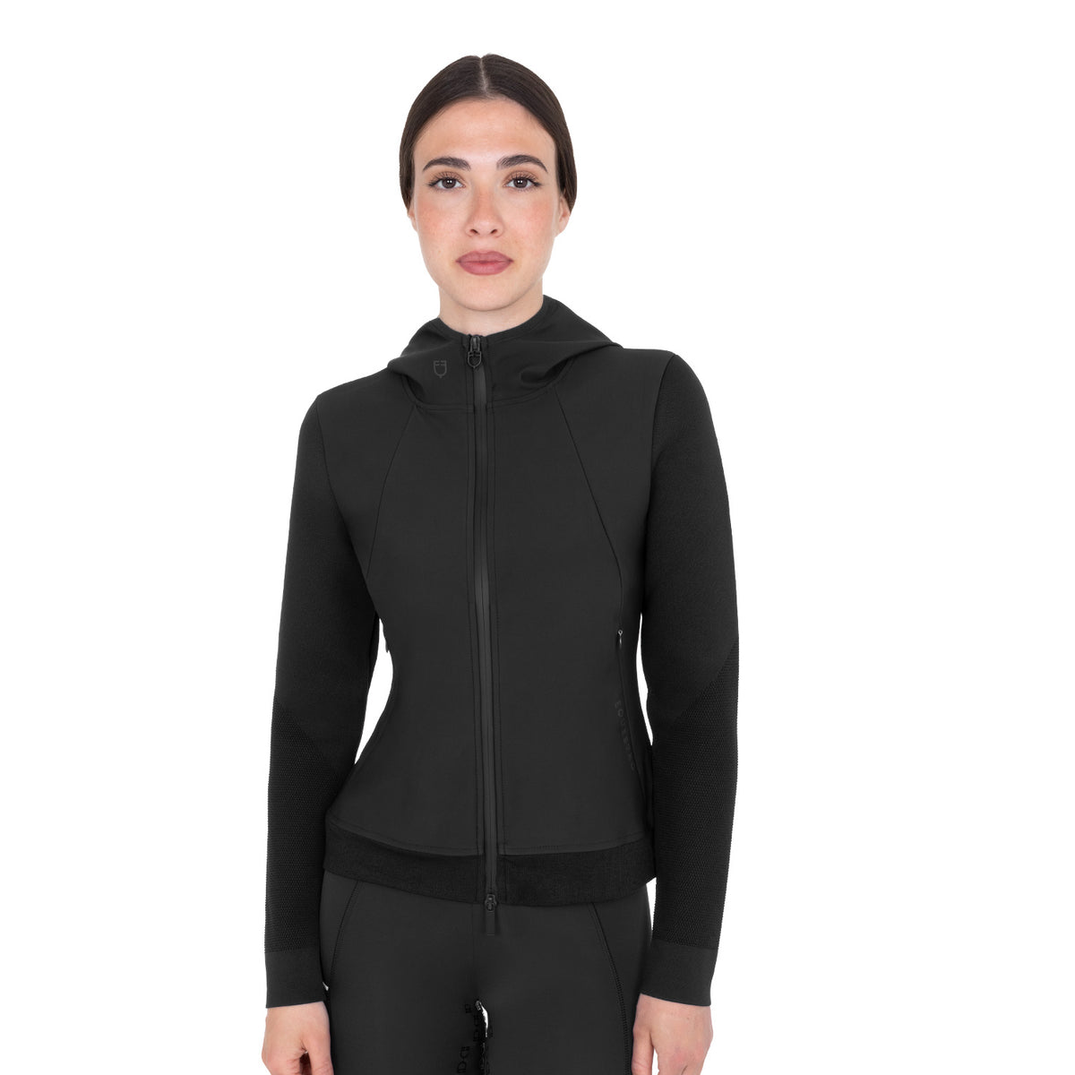 Equestro Felpa Tecnica Donna con Cappuccio e Inserti Micro Mesh