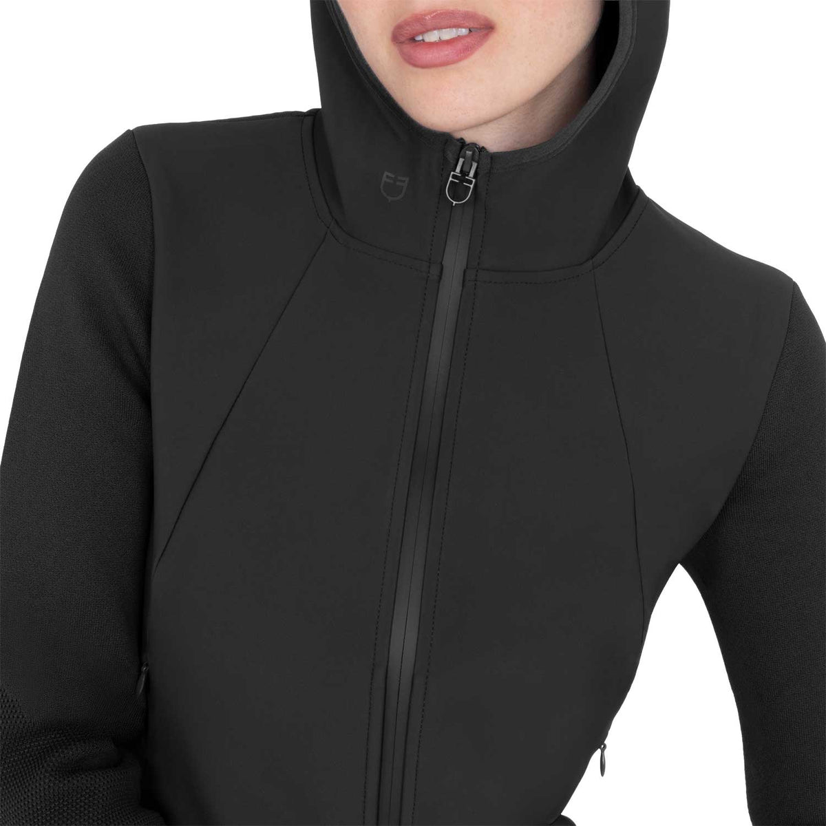 Equestro Felpa Tecnica Donna con Cappuccio e Inserti Micro Mesh