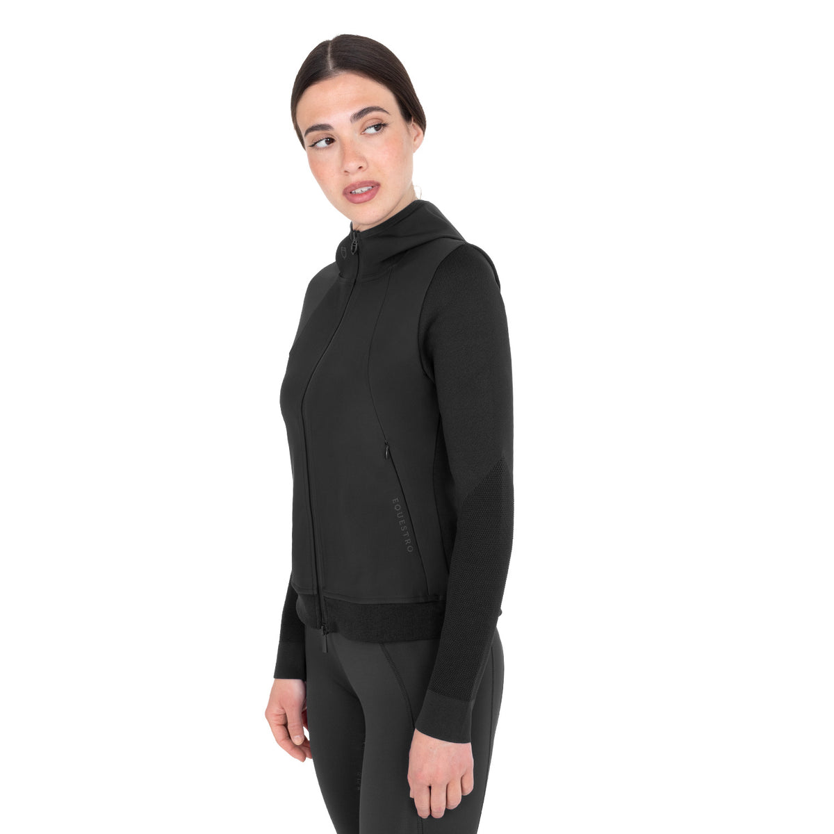 Equestro Felpa Tecnica Donna con Cappuccio e Inserti Micro Mesh