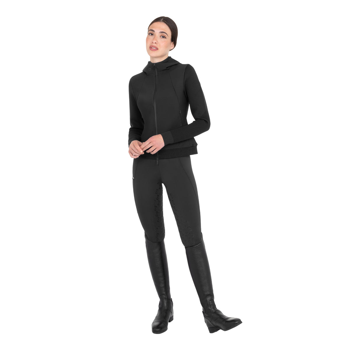 Equestro Felpa Tecnica Donna con Cappuccio e Inserti Micro Mesh