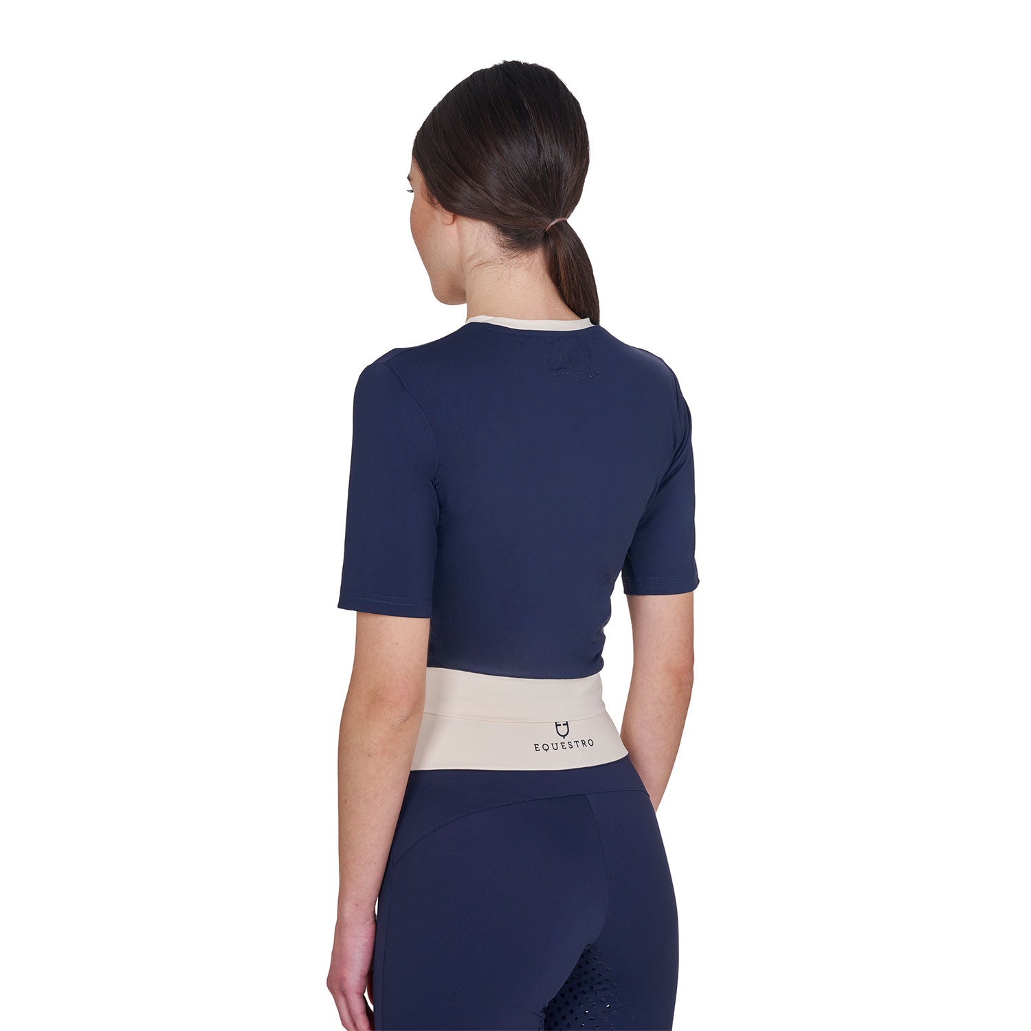 Equestro T Shirt Crop Donna in Tessuto Tecnico