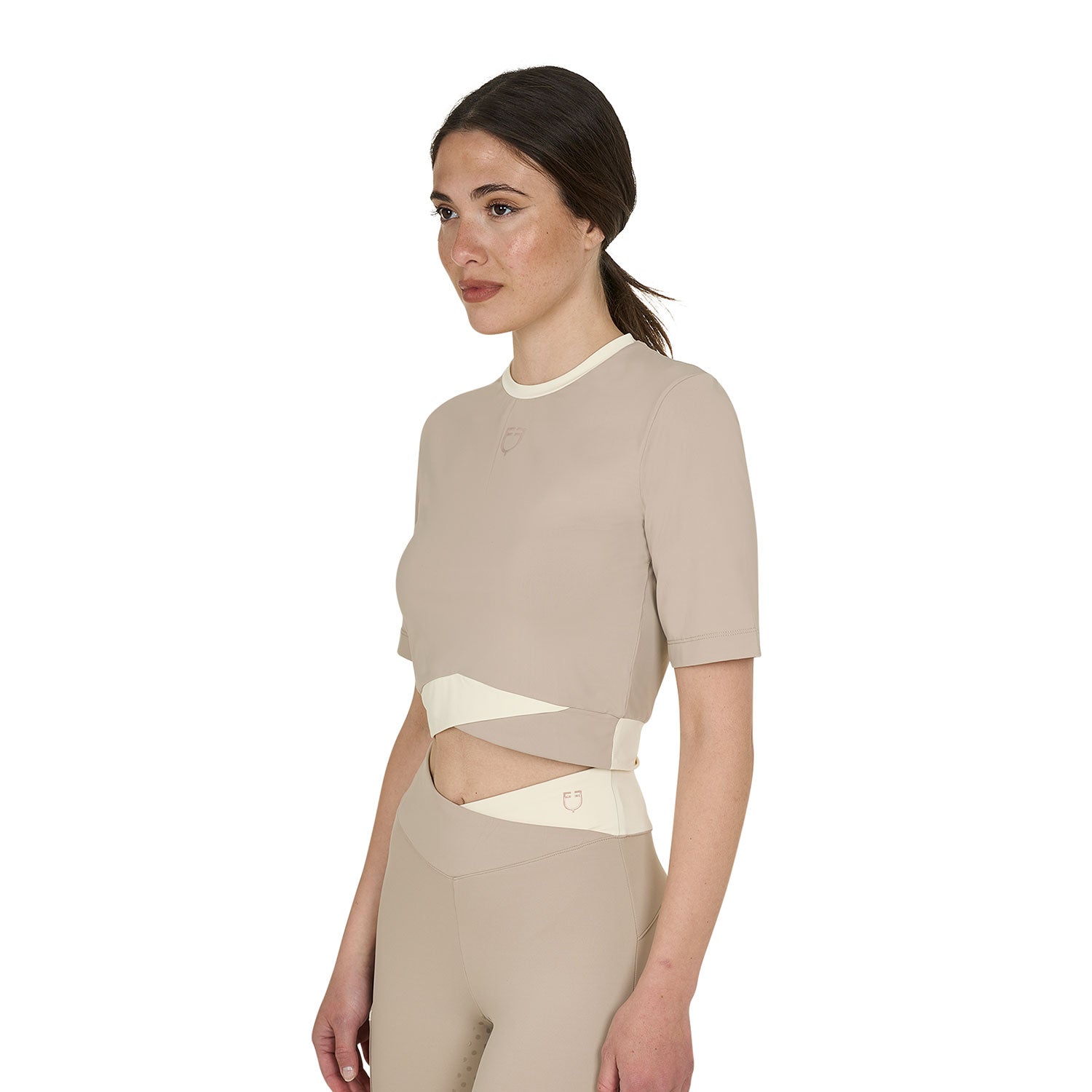 Equestro T Shirt Crop Donna in Tessuto Tecnico