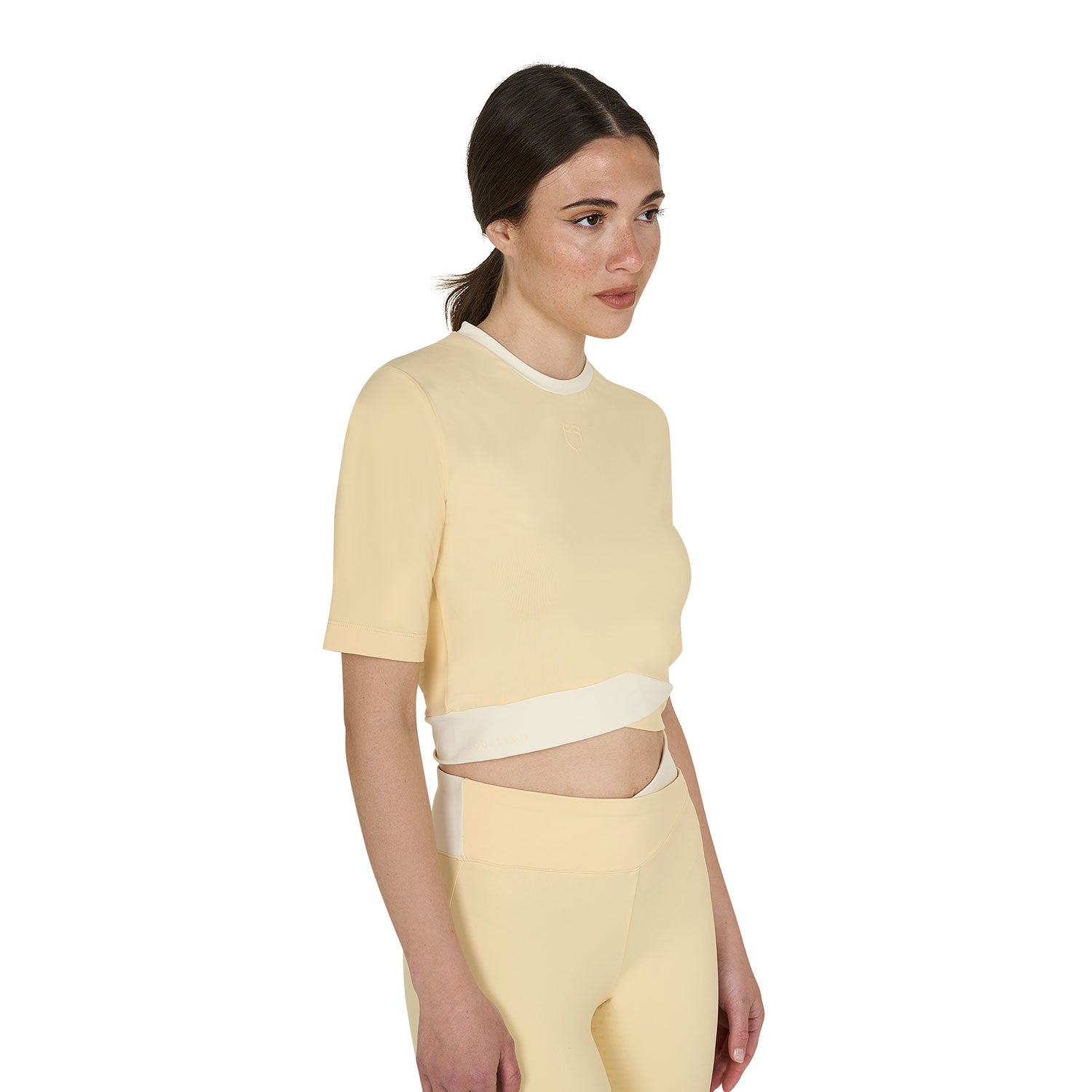 Equestro T Shirt Crop Donna in Tessuto Tecnico