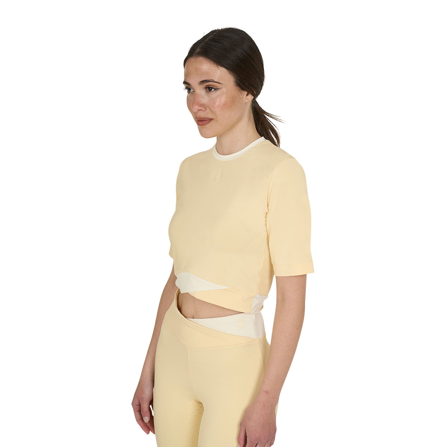 Equestro T Shirt Crop Donna in Tessuto Tecnico