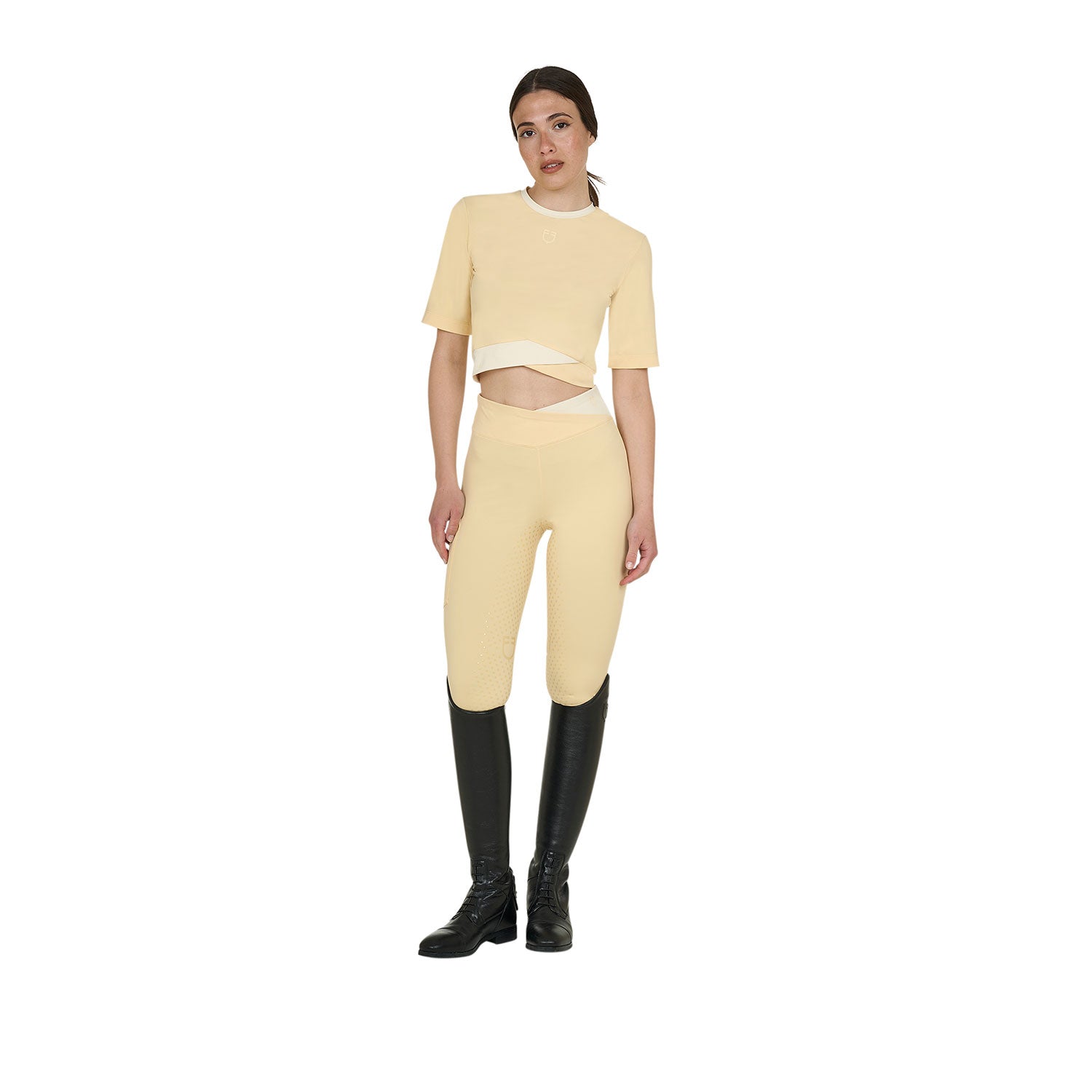 Equestro T Shirt Crop Donna in Tessuto Tecnico