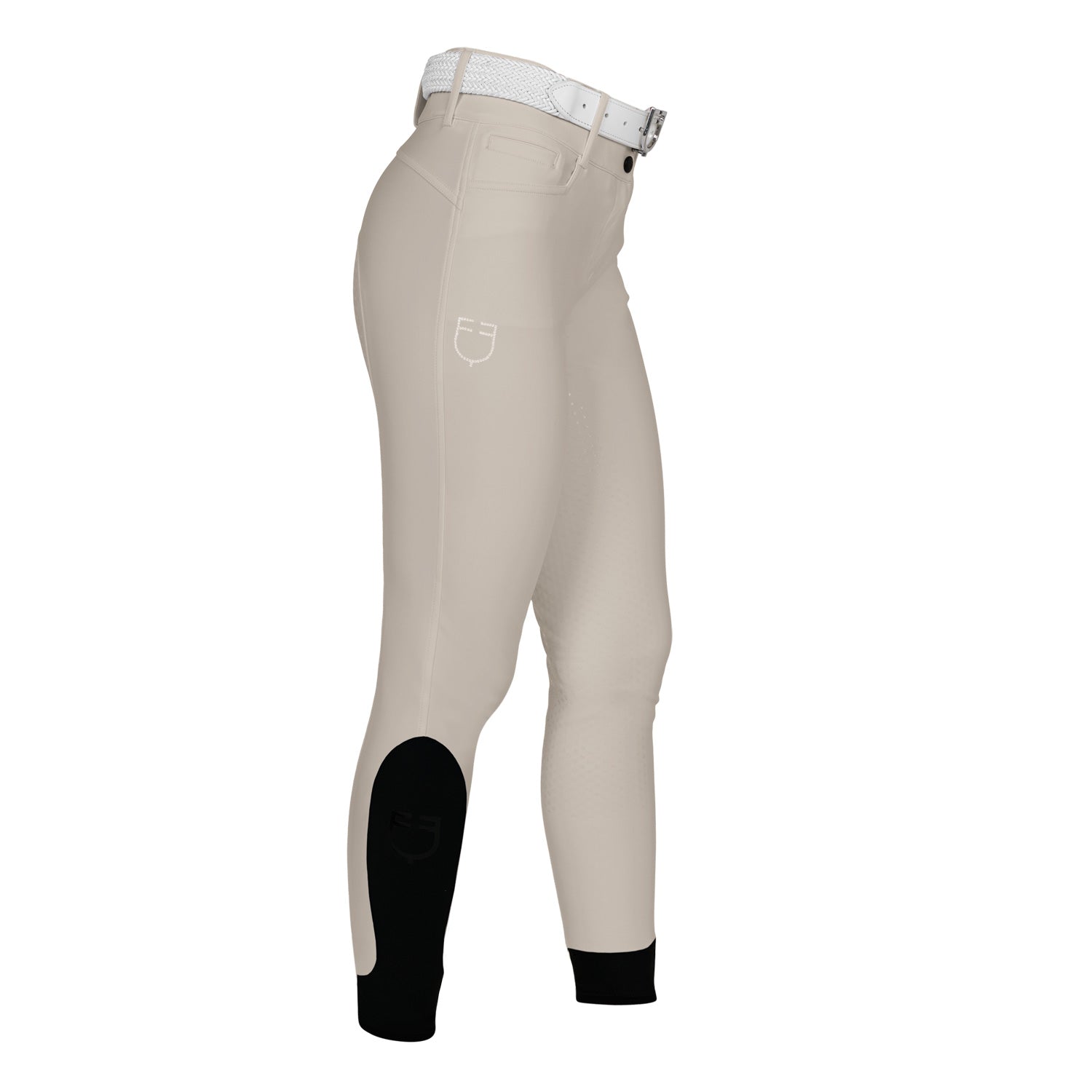 Equestro Pantaloni Donna Full Grip a Vita Alta Logo in Strass
