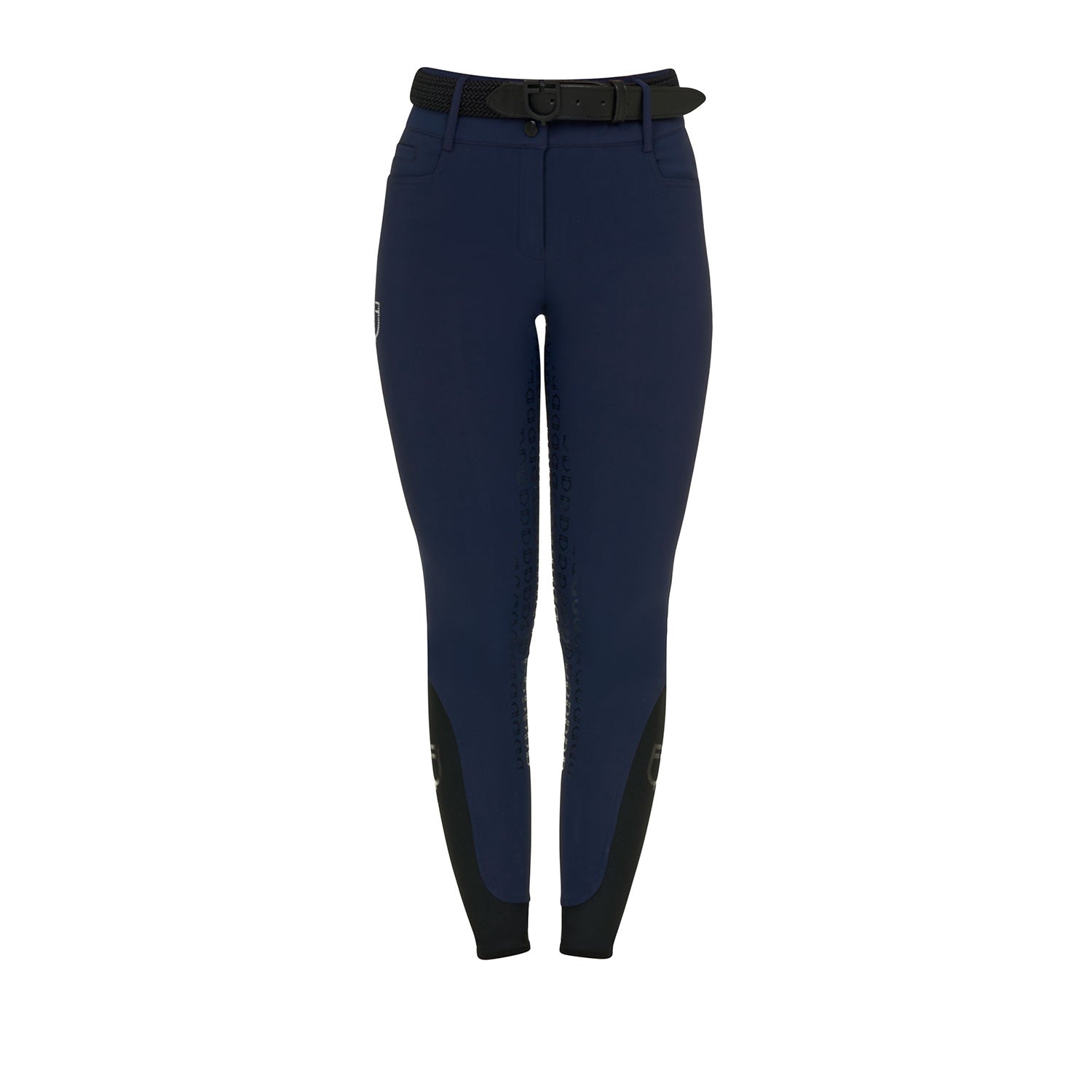 Equestro Pantaloni Donna Full Grip a Vita Alta Logo in Strass