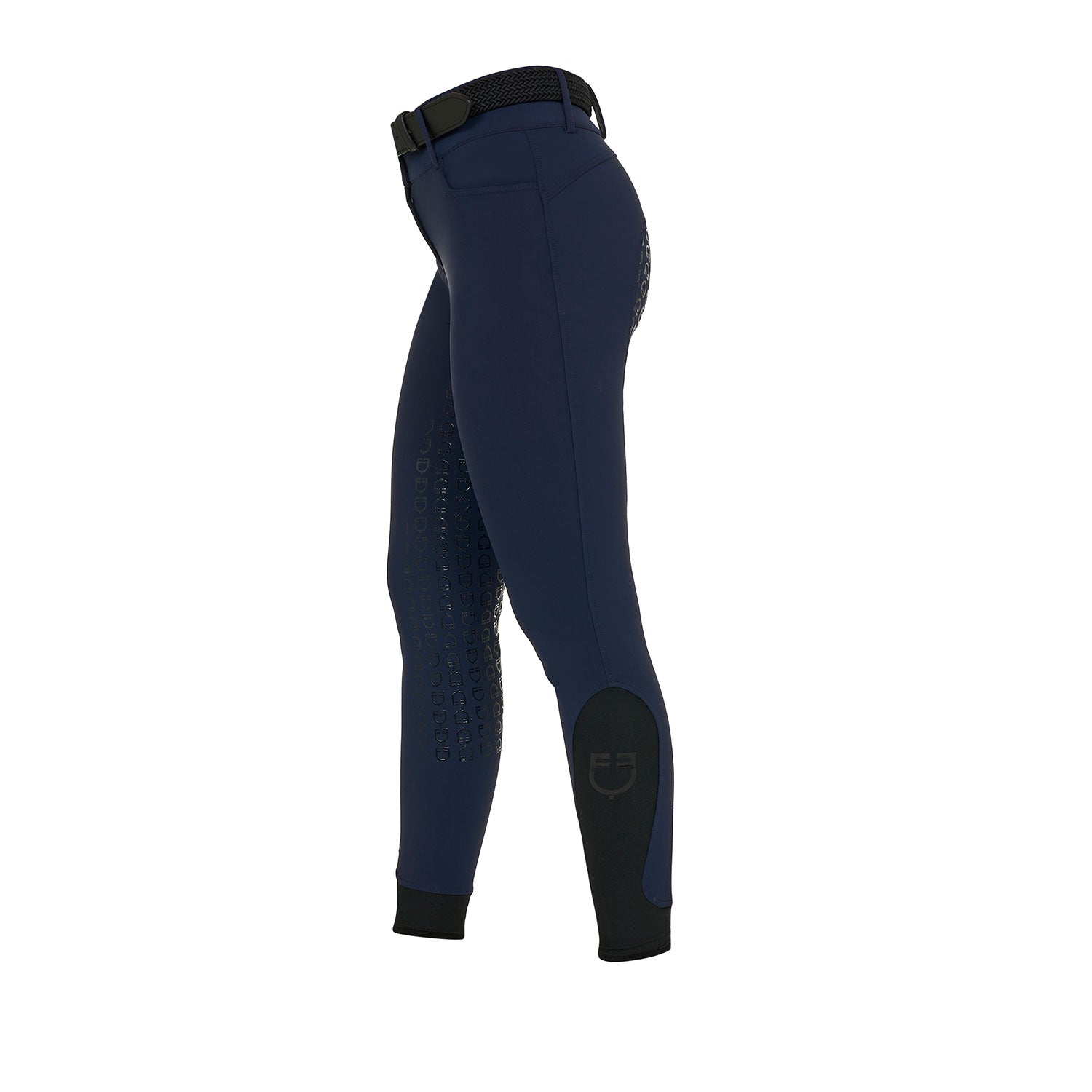 Equestro Pantaloni Donna Full Grip a Vita Alta Logo in Strass
