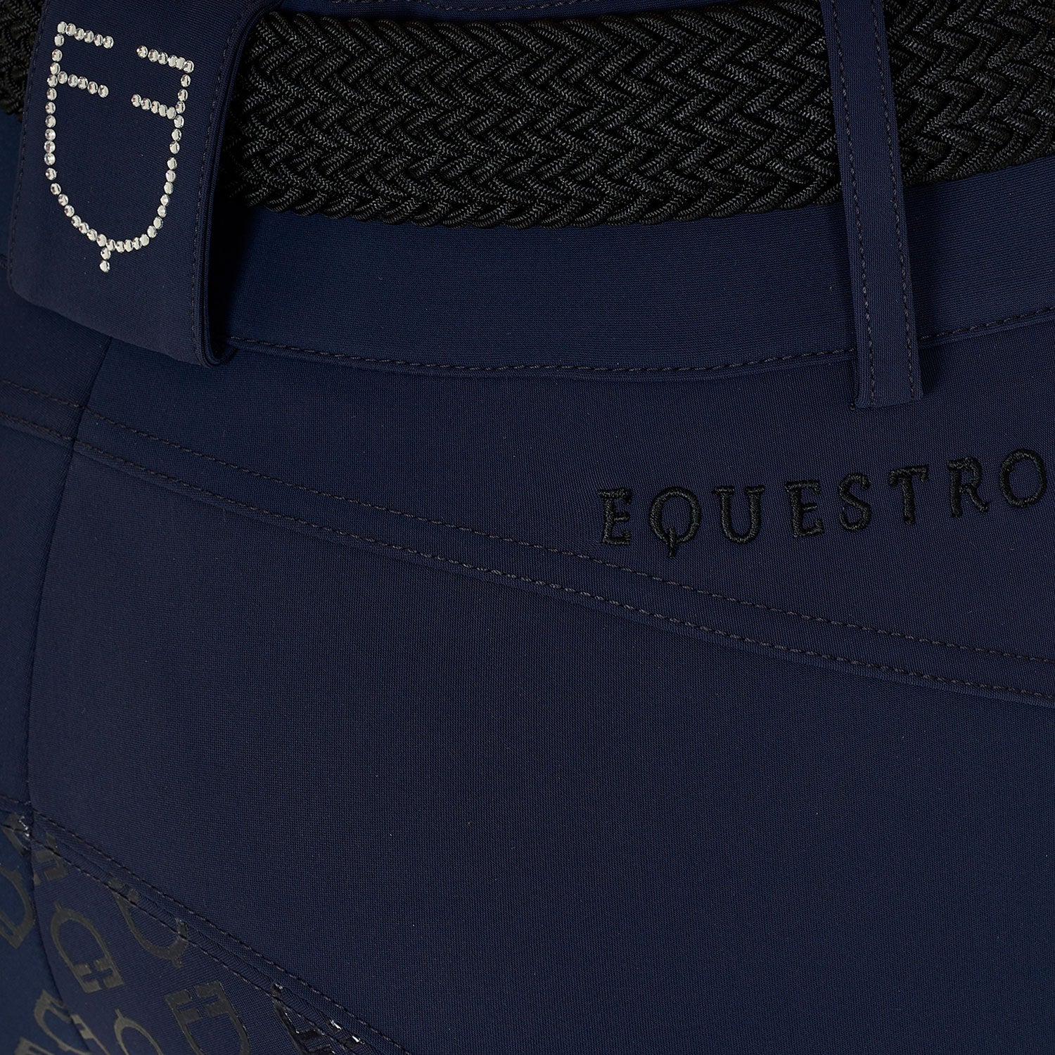Equestro Pantaloni Donna Full Grip a Vita Alta Logo in Strass
