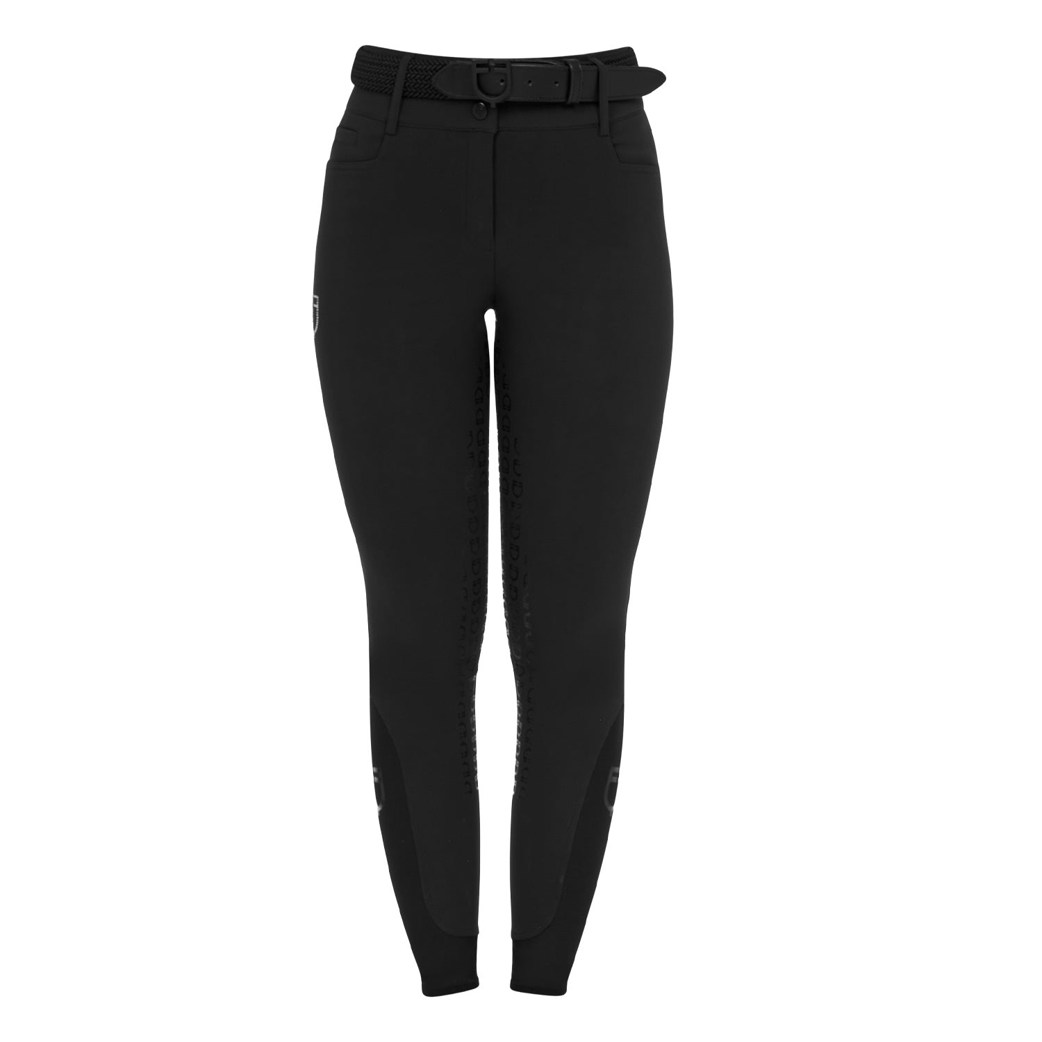 Equestro Pantaloni Donna Full Grip a Vita Alta Logo in Strass