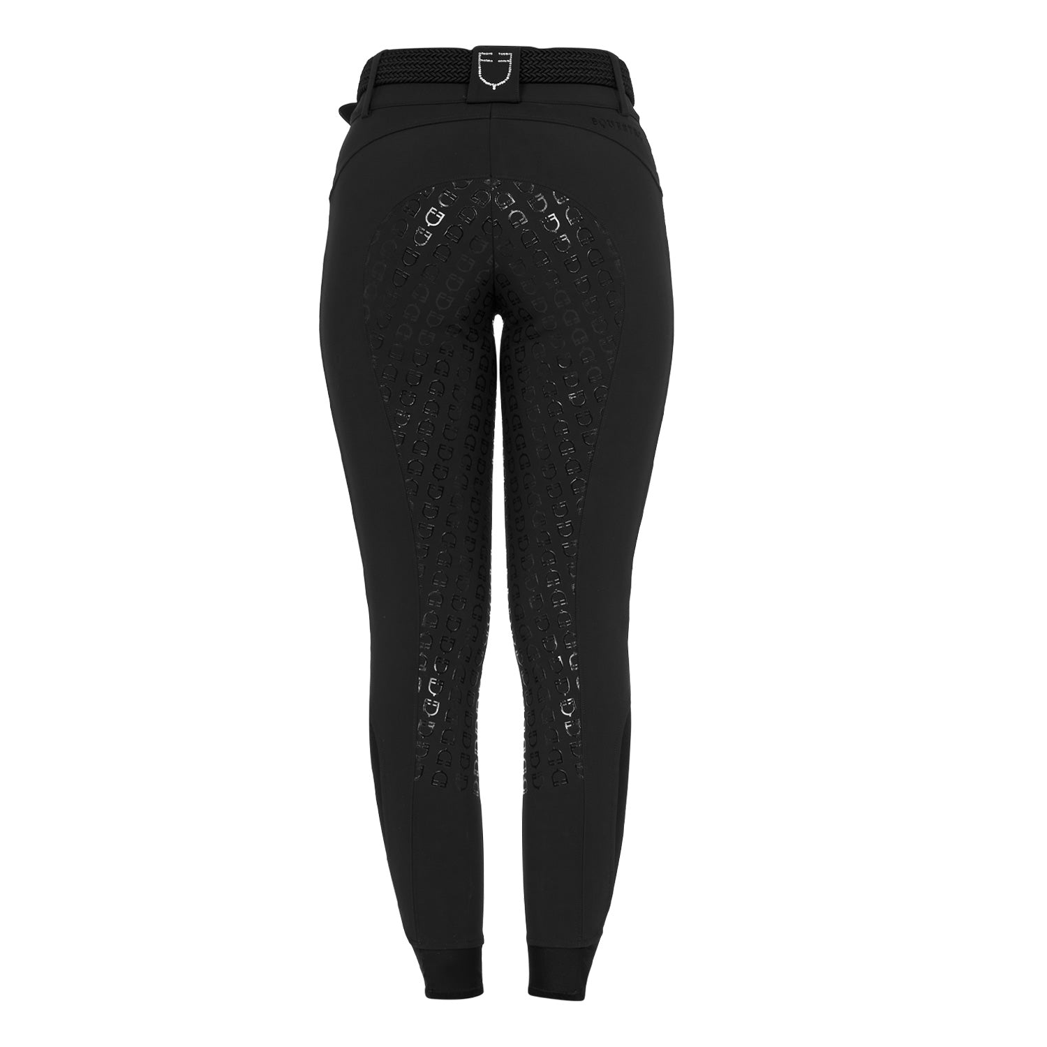 Equestro Pantaloni Donna Full Grip a Vita Alta Logo in Strass