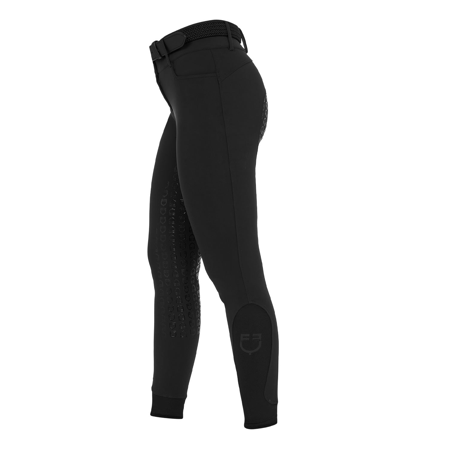 Equestro Pantaloni Donna Full Grip a Vita Alta Logo in Strass