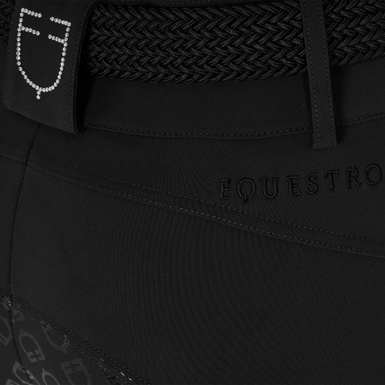 Equestro Pantaloni Donna Full Grip a Vita Alta Logo in Strass