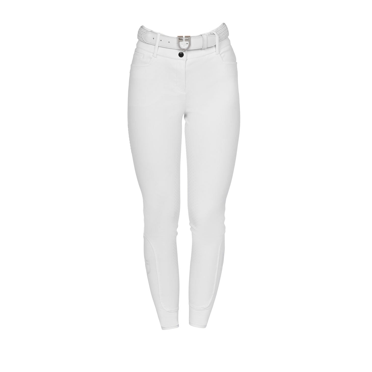 Equestro Pantaloni Donna Full Grip a Vita Alta Logo in Strass