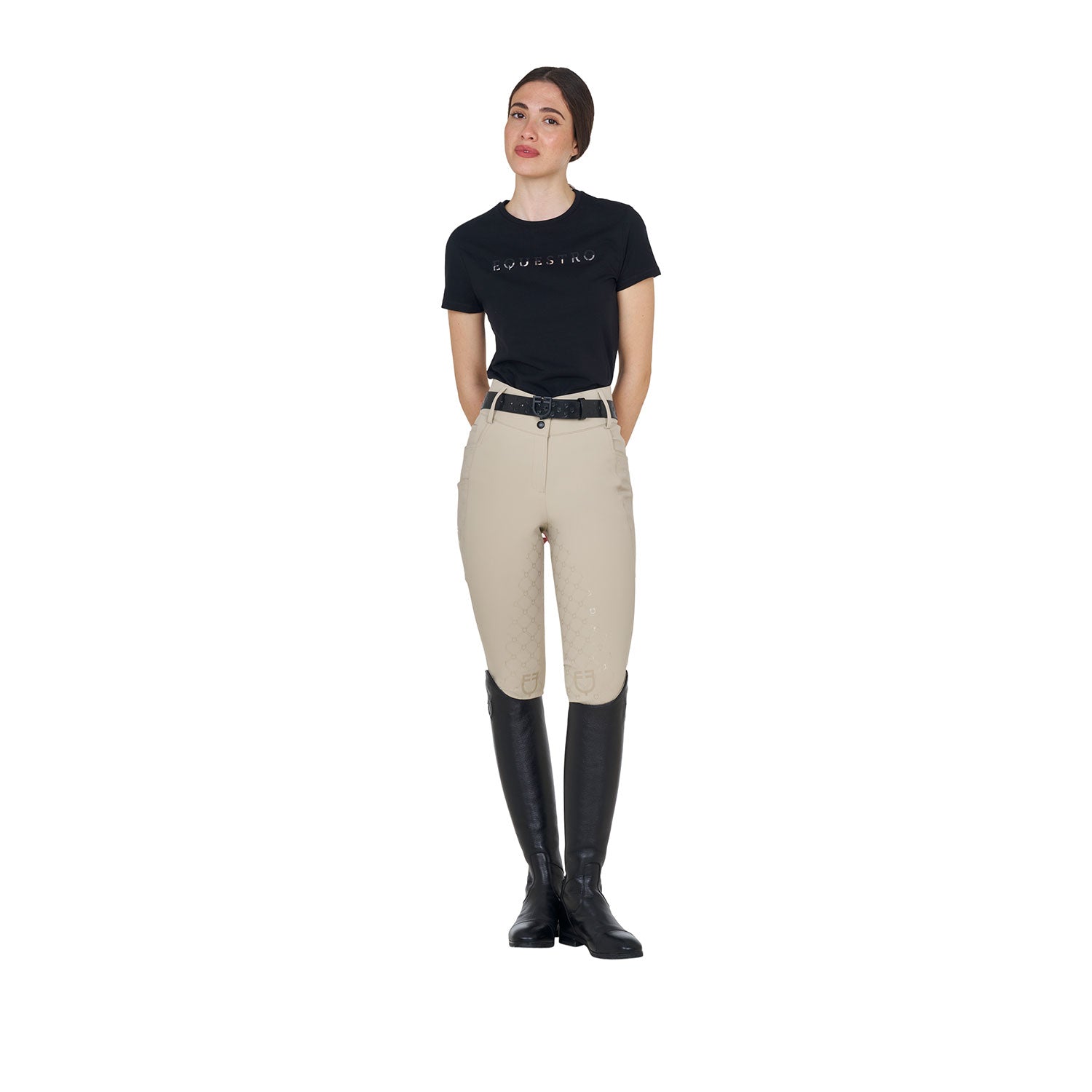 Equestro Pantaloni Donna a Vita Alta Monogram
