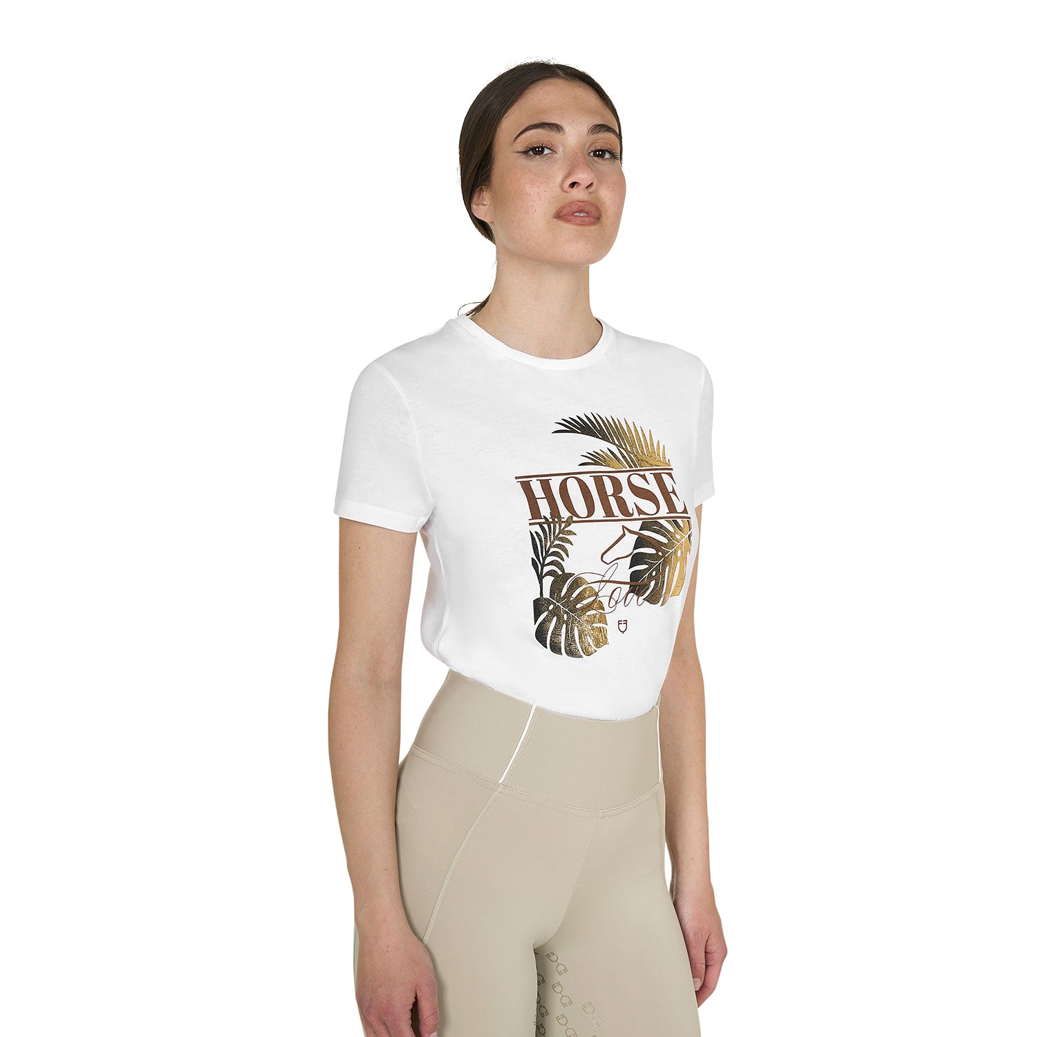 Equestro T Shirt Donna Horse Palm in Cotone