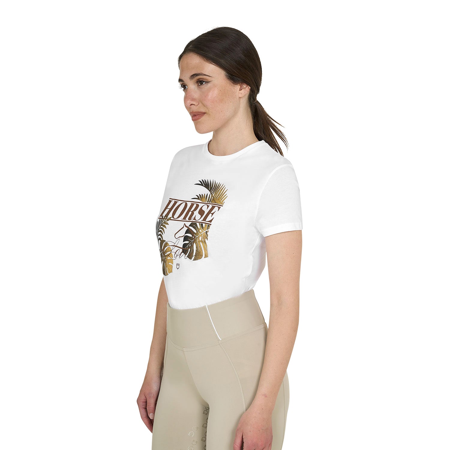 Equestro T Shirt Donna Horse Palm in Cotone
