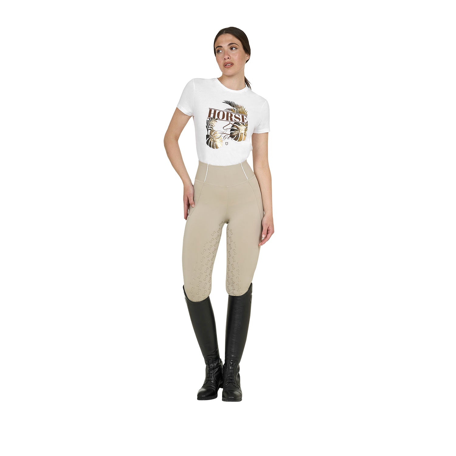 Equestro T Shirt Donna Horse Palm in Cotone