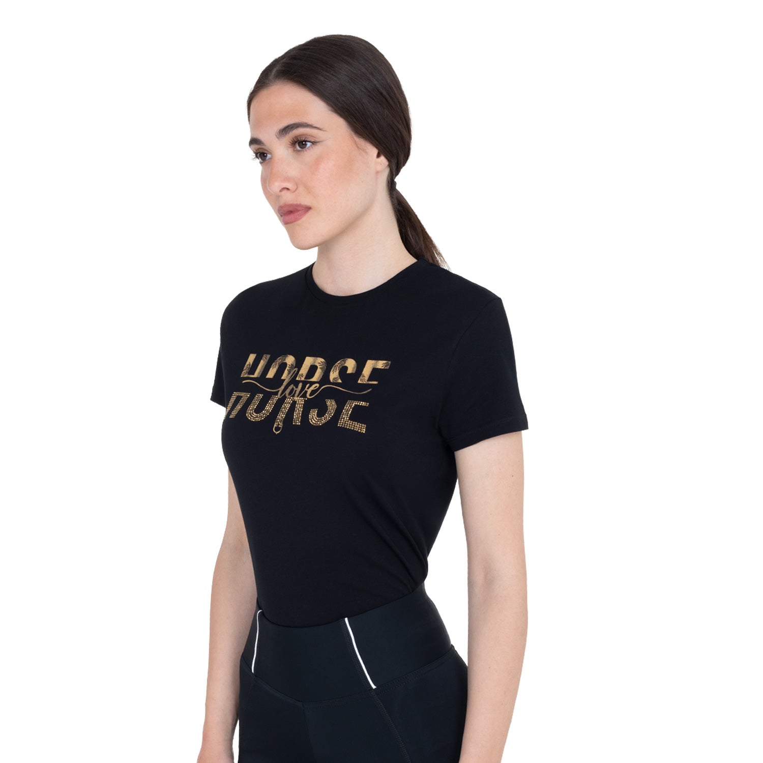 Equestro T Shirt Donna Horse Love in Cotone