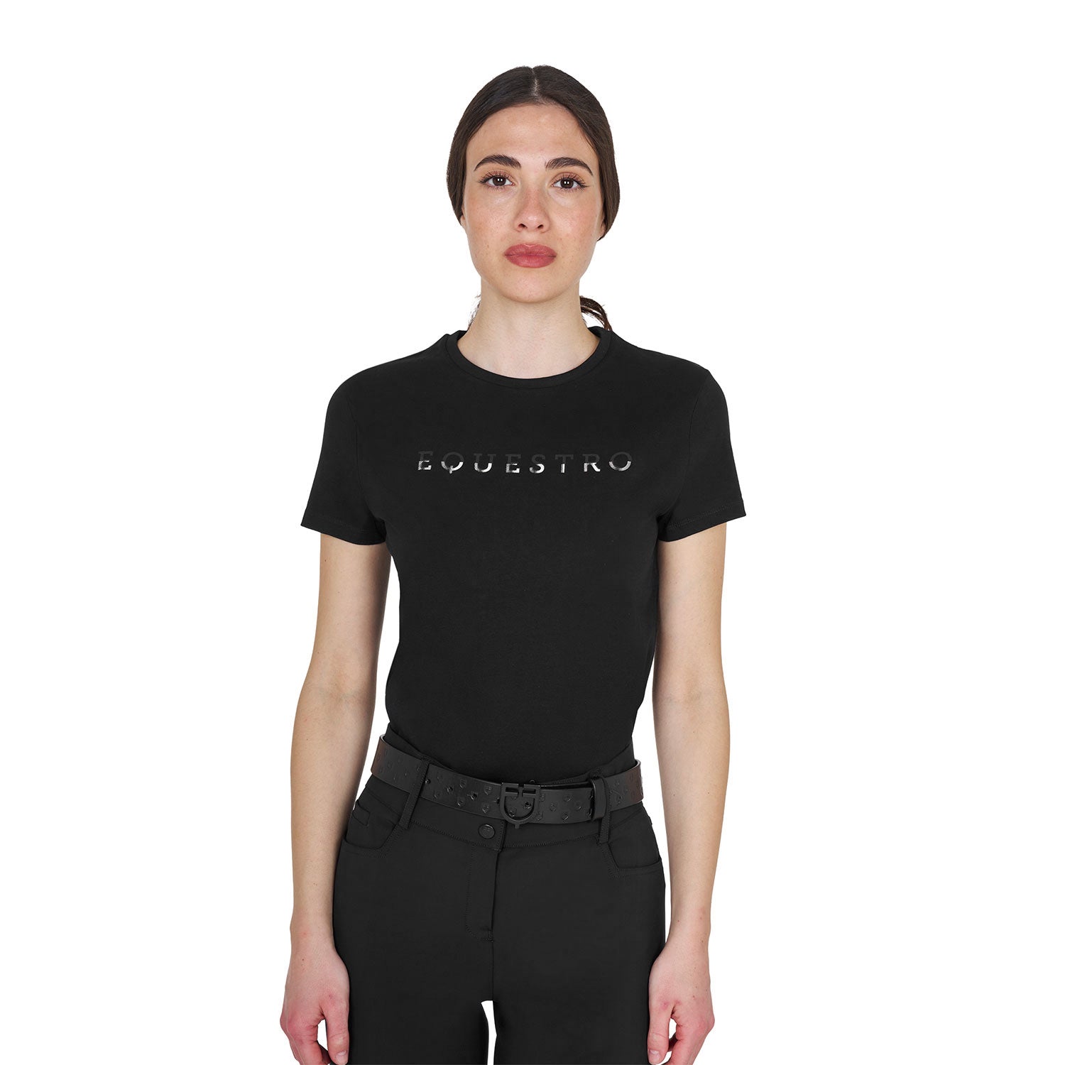Equestro T Shirt Donna in Cotone Logo Laminato