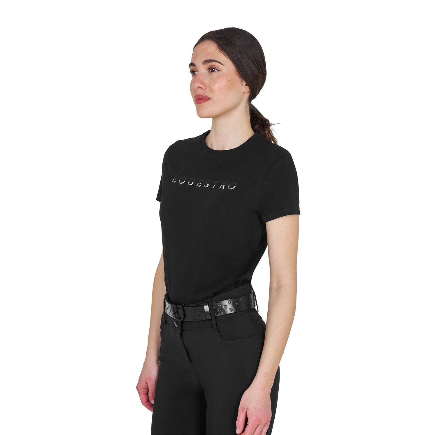 Equestro T Shirt Donna in Cotone Logo Laminato