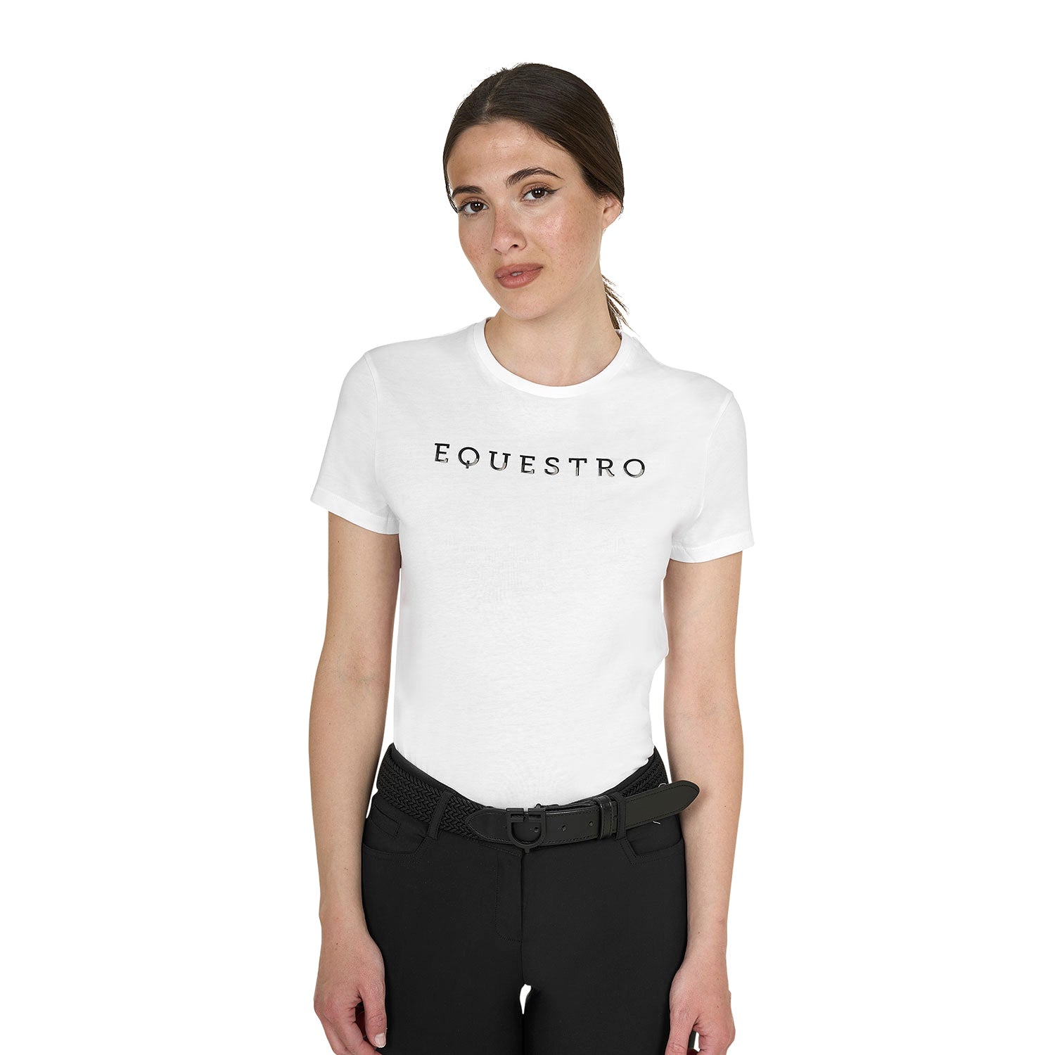Equestro T Shirt Donna in Cotone Logo Laminato