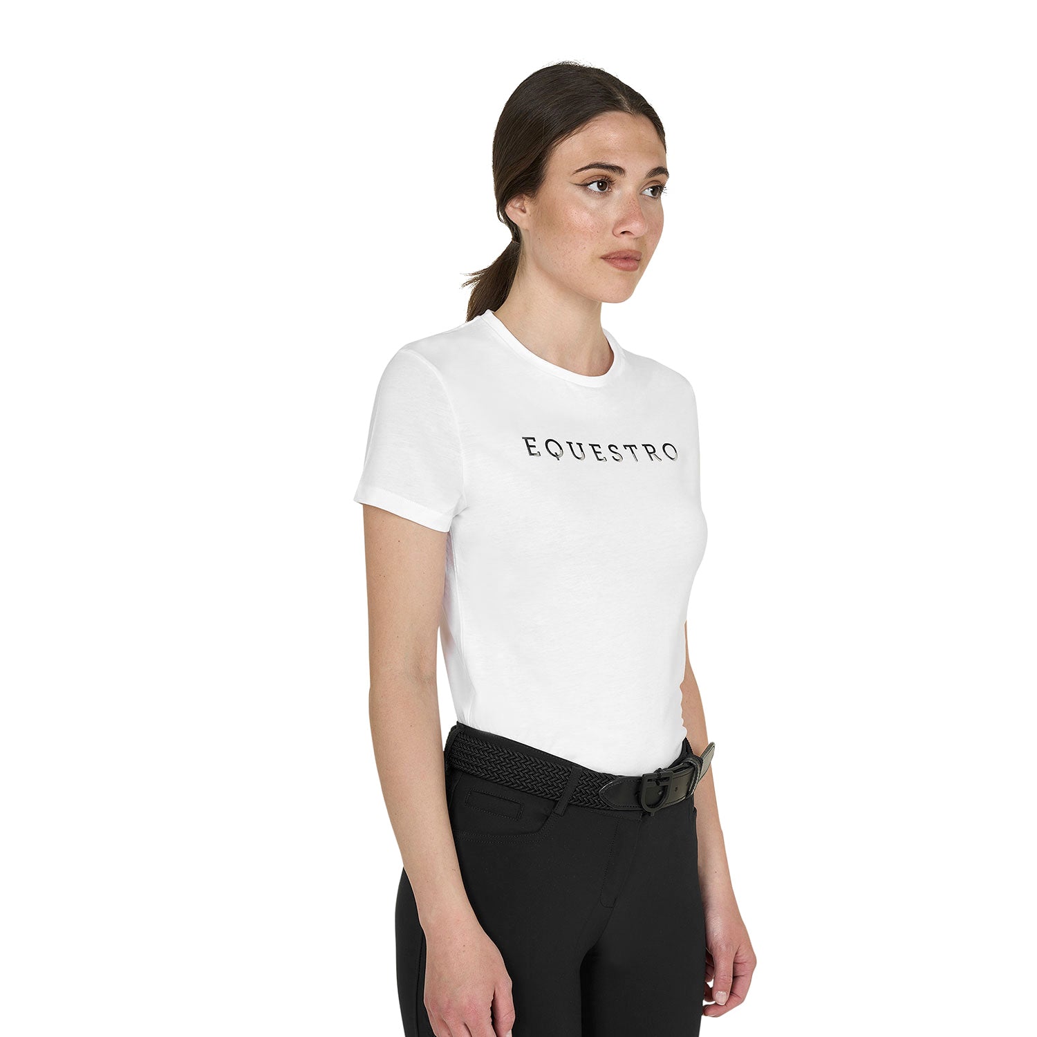 Equestro T Shirt Donna in Cotone Logo Laminato