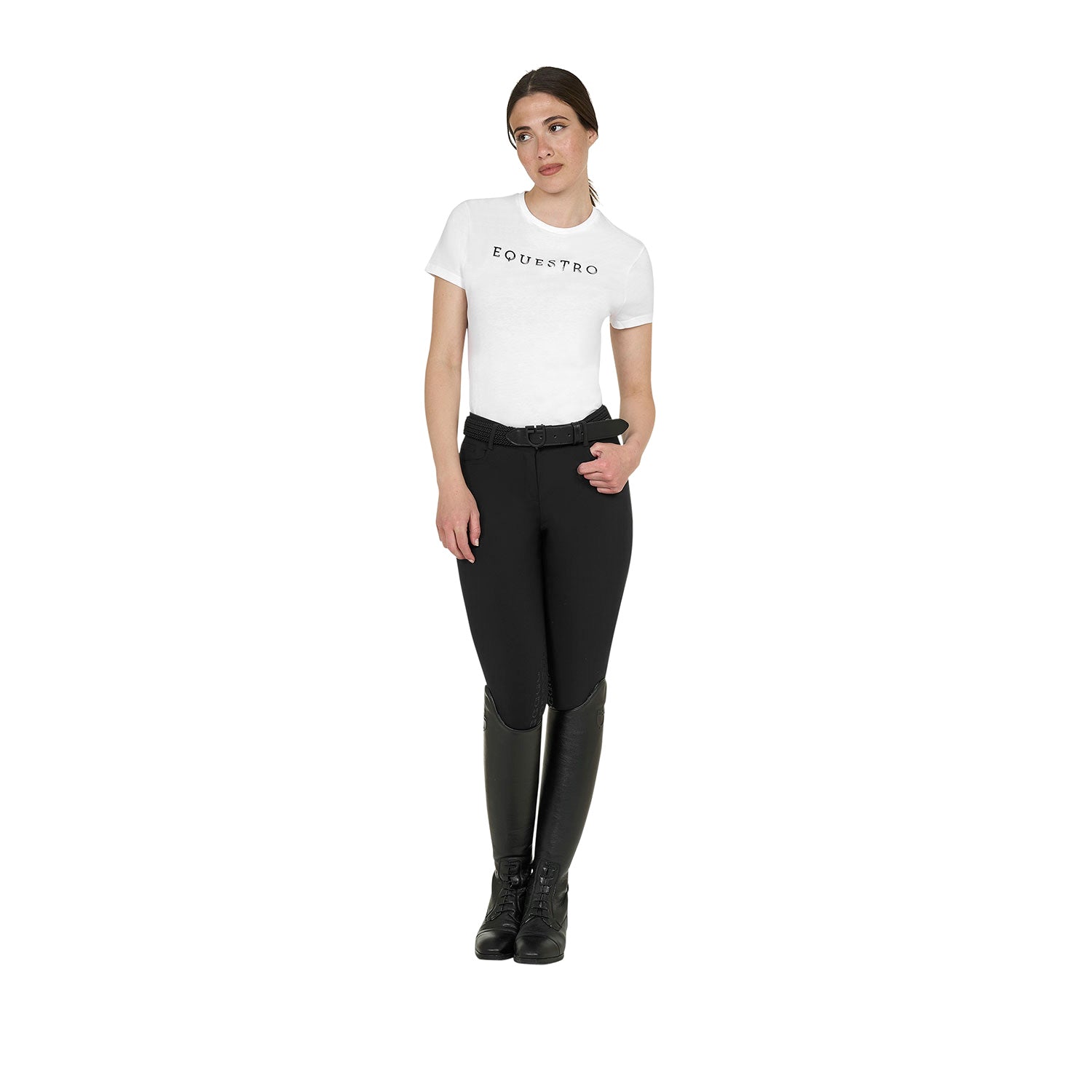 Equestro T Shirt Donna in Cotone Logo Laminato