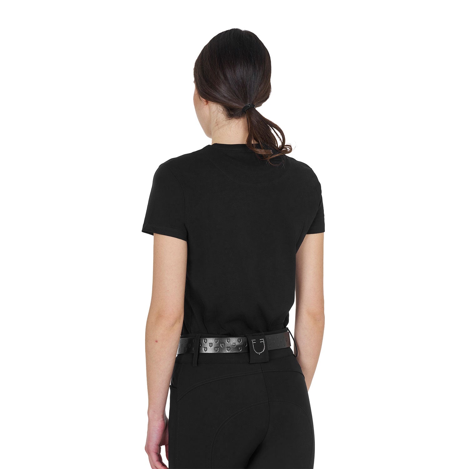 Equestro T Shirt Basic Donna Logo Glossy Tono Su