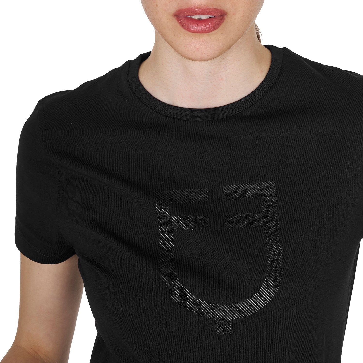 Equestro T Shirt Basic Donna Logo Glossy Tono Su