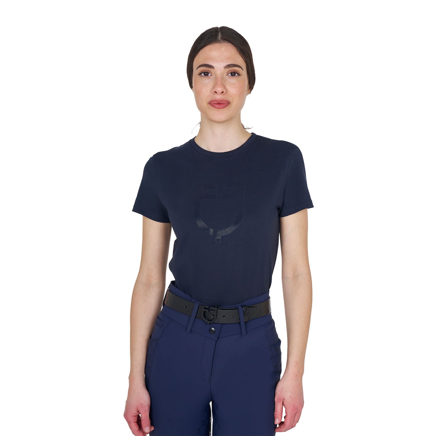 Equestro T Shirt Basic Donna Logo Glossy Tono Su