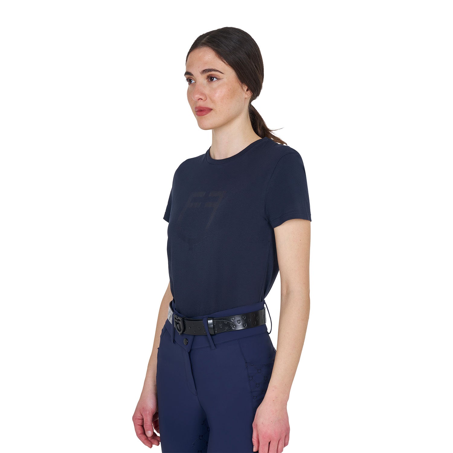 Equestro T Shirt Basic Donna Logo Glossy Tono Su