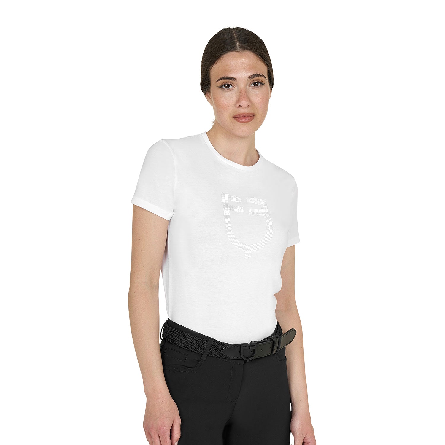 Equestro T Shirt Basic Donna Logo Glossy Tono Su