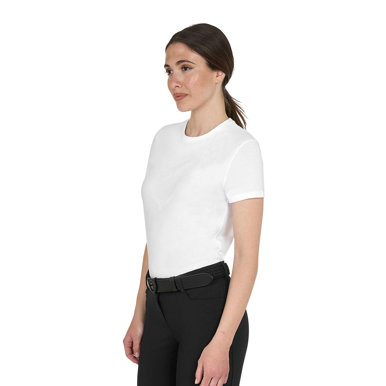Equestro T Shirt Basic Donna Logo Glossy Tono Su