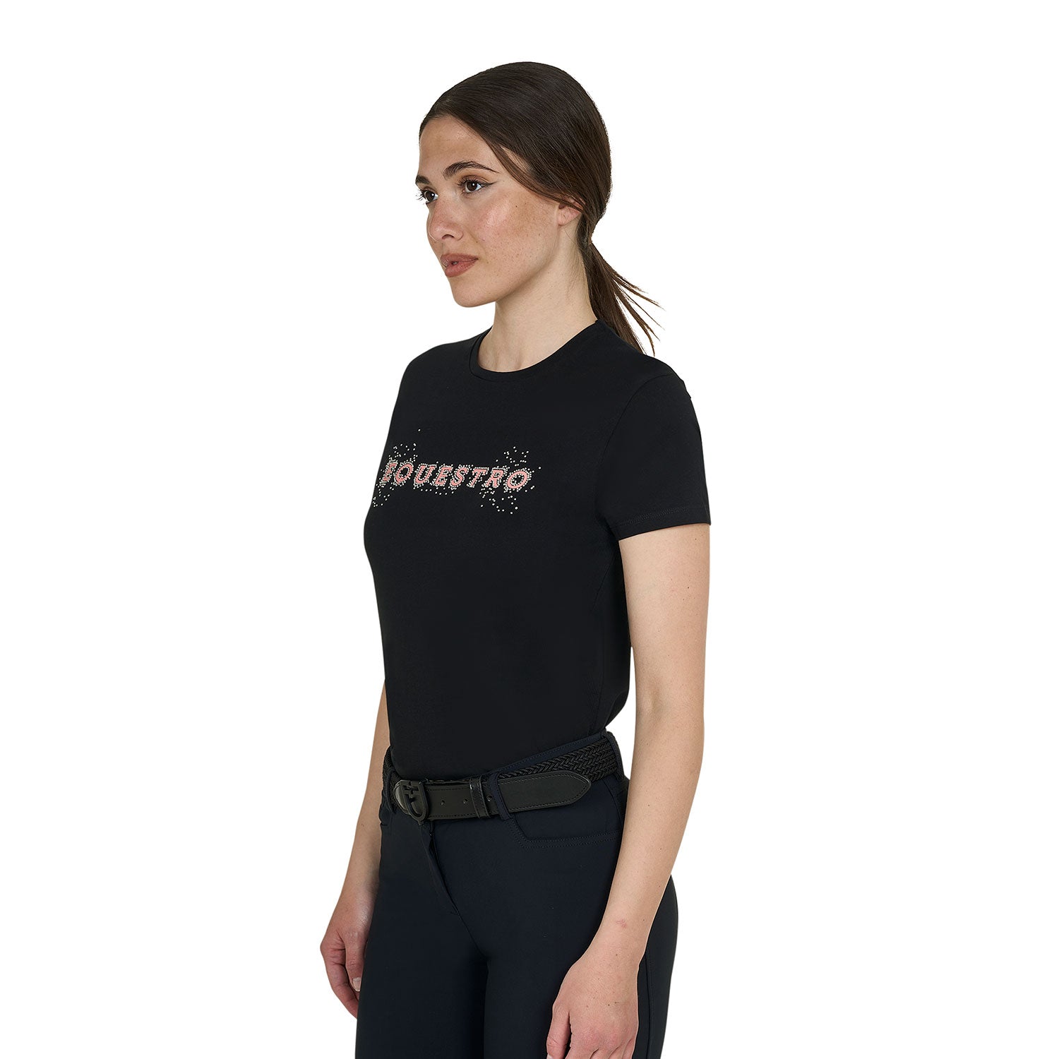 Equestro T Shirt Donna Strass in Cotone
