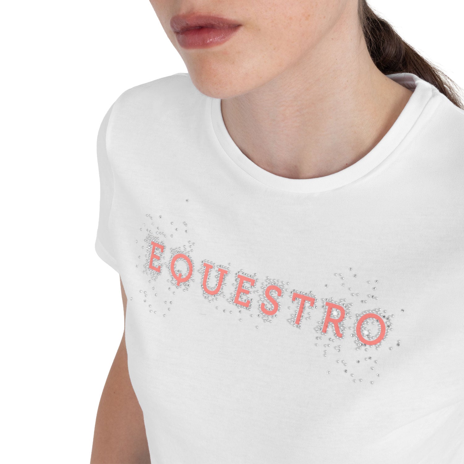 Equestro T Shirt Donna Strass in Cotone