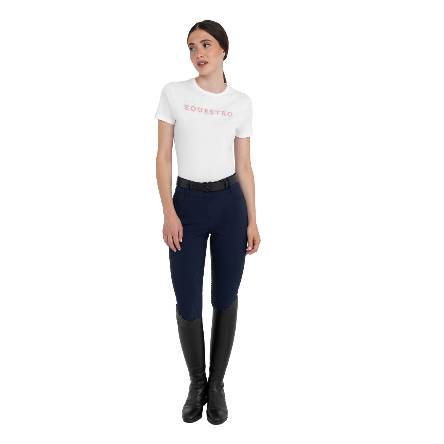 Equestro T Shirt Donna Strass in Cotone