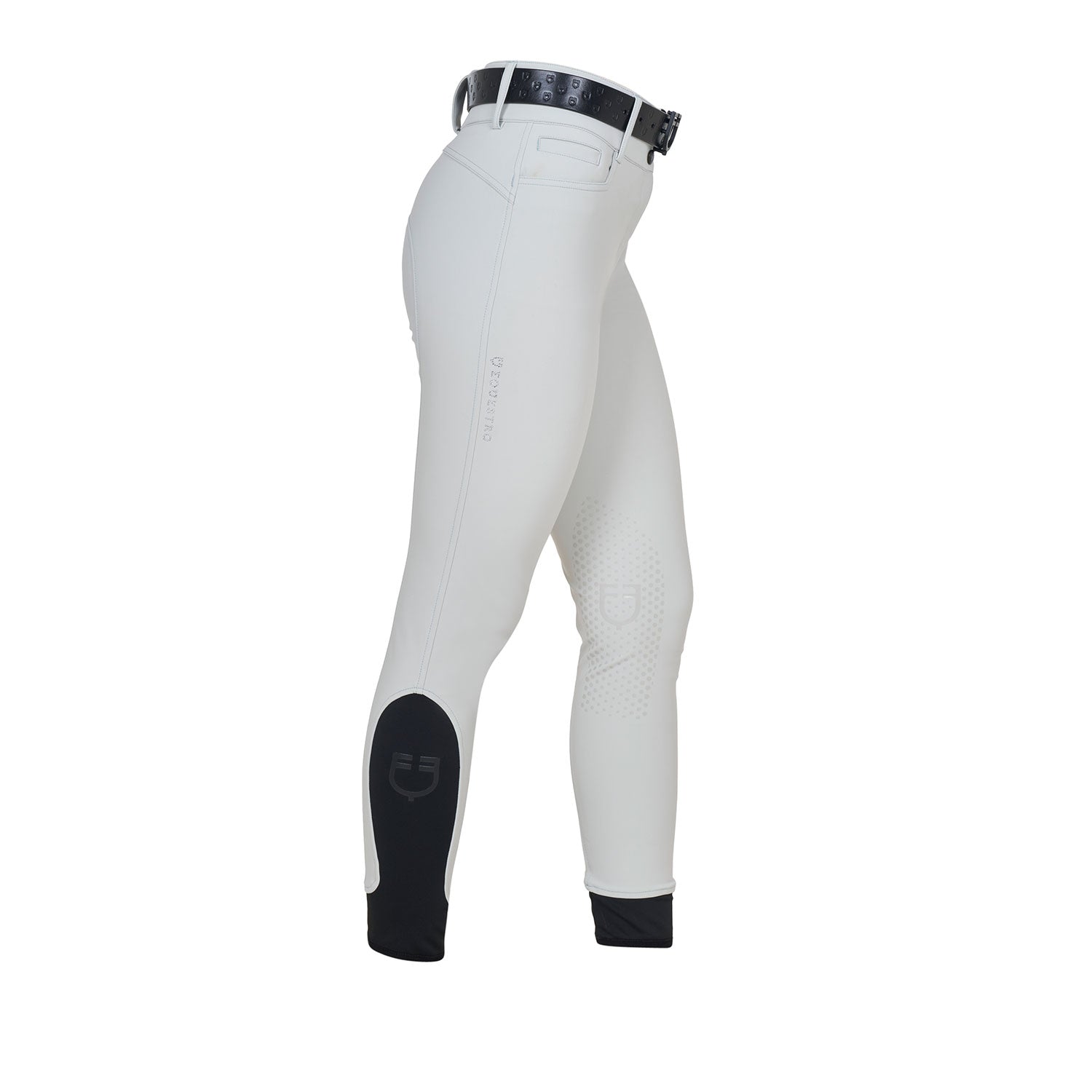 Equestro Pantaloni Donna a Vita Alta Logo in Strass