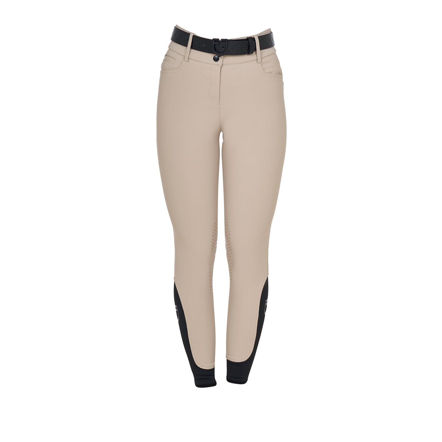 Equestro Pantaloni Donna a Vita Alta Logo in Strass