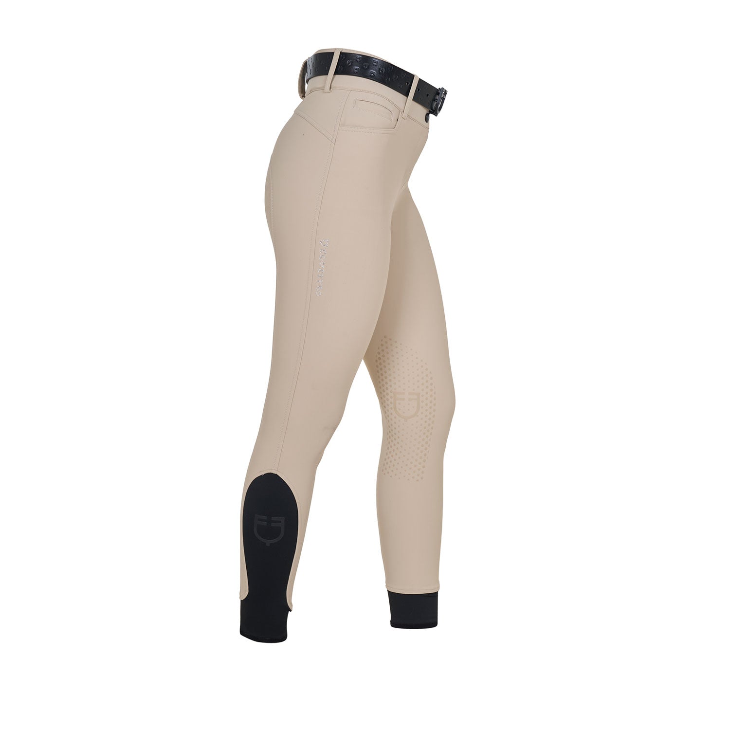 Equestro Pantaloni Donna a Vita Alta Logo in Strass