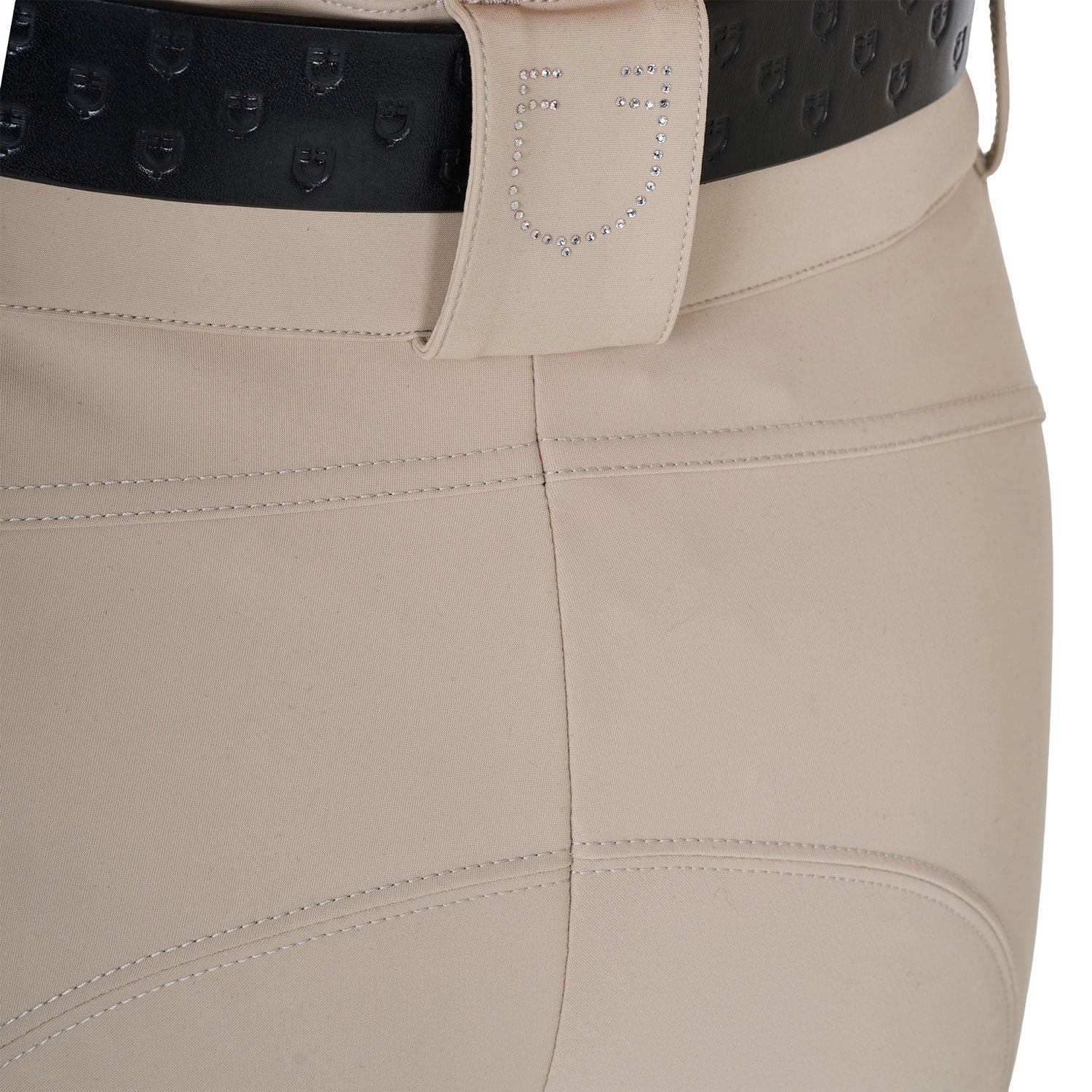 Equestro Pantaloni Donna a Vita Alta Logo in Strass
