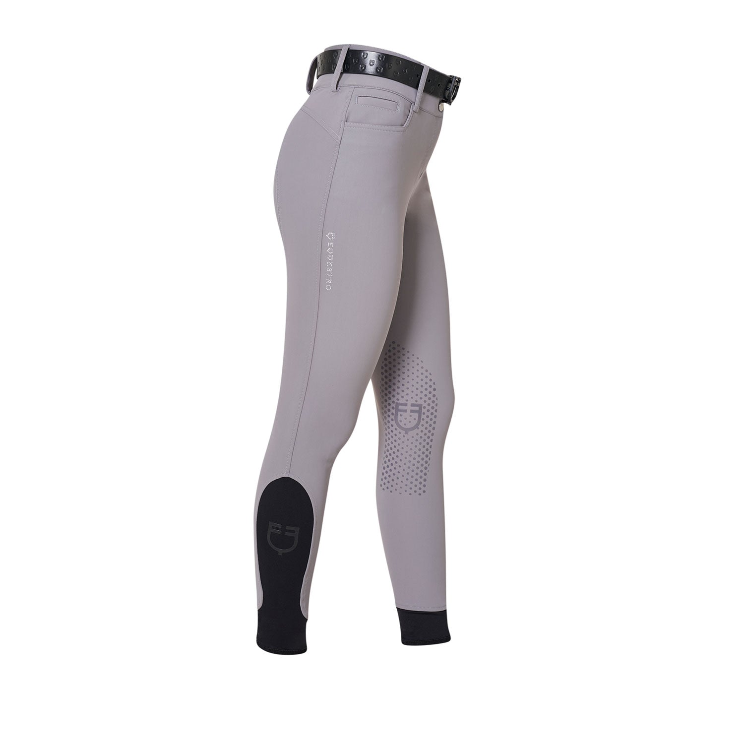 Equestro Pantaloni Donna a Vita Alta Logo in Strass