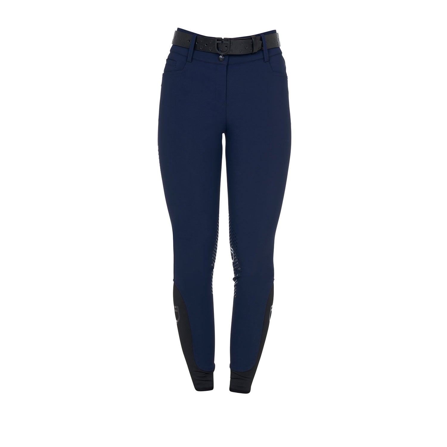Equestro Pantaloni Donna a Vita Alta Logo in Strass