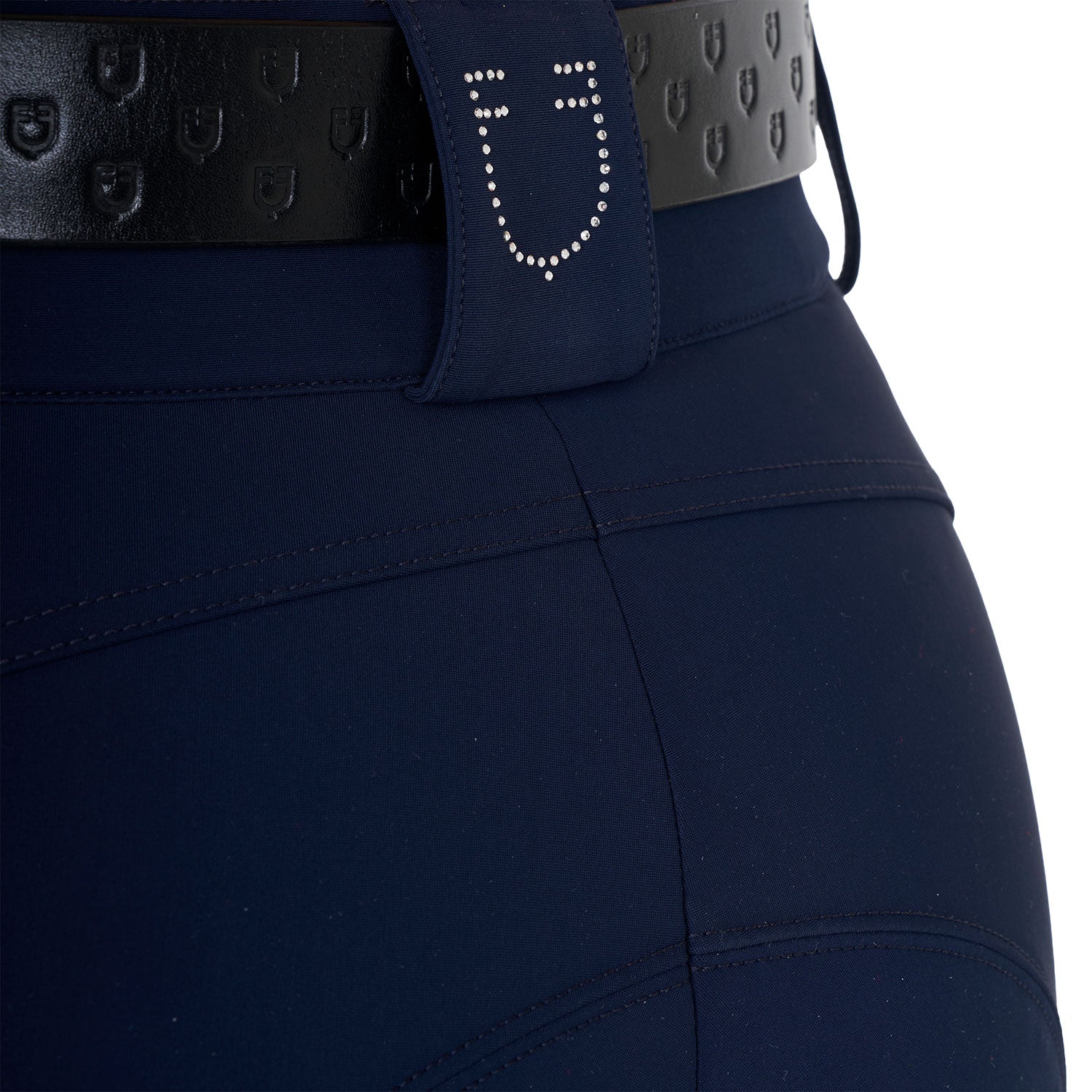 Equestro Pantaloni Donna a Vita Alta Logo in Strass